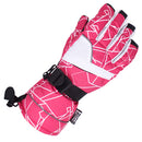Women Waterproof Windproof Ski Snow Sports Gloves with Double Lock Design Rose Pink
