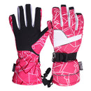 Women Waterproof Windproof Ski Snow Sports Gloves with Double Lock Design Rose Pink
