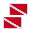 2 Pieces Diver Down Flag Patch Patches Backpack Badge Scuba Diving Dive Sew On Embroidered