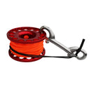Red Aluminum Alloy Scuba Diving Finger Reel Guide Line Spool with 15m High Visibility Line, Double End Bolt Snap Equipment