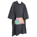 Adult Changing Towel Poncho Bath Robe with Hood & Color Print Pocket, One Size Fits All