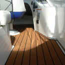 Non-Slip Boat Flooring Decking Edge Strip Pad (94in x 2.3in x 0.24in), 6mm Thickness EVA Foam Faux Teak Marine Mat