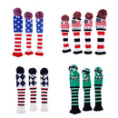 3Pcs/set Golf Headcover Knit Pom Pom Vintage Head Cover