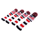 4Pcs Golf Driver Rescue Head Cover Long Neck Pom Pom Fairway Wood Headcovers Knit Socks