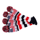 4Pcs Golf Driver Rescue Head Cover Long Neck Pom Pom Fairway Wood Headcovers Knit Socks