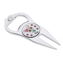 Zinc Alloy Crystal Rabbit Golf Divot Repair Tool with Golf Golf Ball Marker Beer Bottle Design