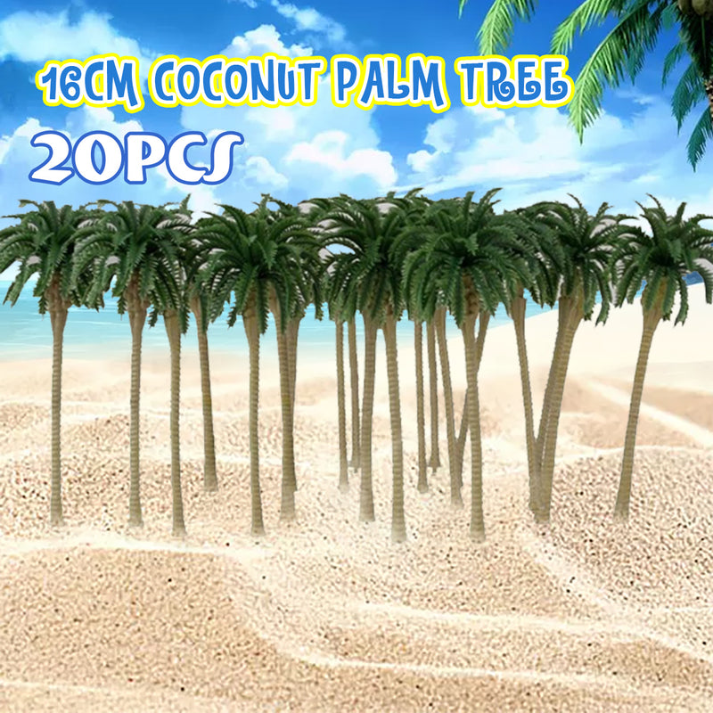 20pcs Plastic Palm Tree Model Train Green Brown Landscape Layout Scale Decorations 16cm 6.3