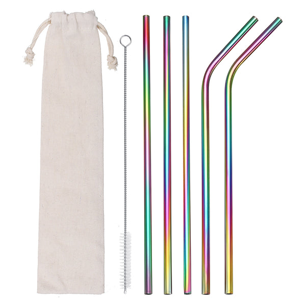 B51135 Stainless Steel Metal Drinking Straw Reusable Straws Cleaner Brush Kit