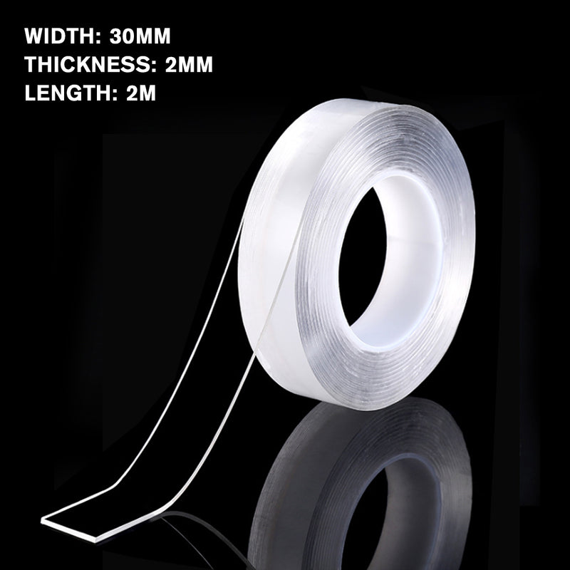 1/2/3/5M Transparent Double Sided Nano PU Gel Tape Anti-slip Fixed Adhesive 30mm