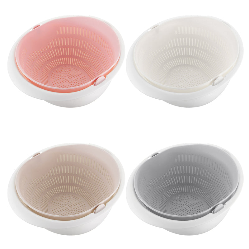 Double Layer Round Drain Basket Kitchen Bracket For Washing Fruit Vegetable