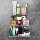 Stainless Steel Bathroom Wall Shelf Suction Cup Holder Corner Storage Rack Organizer