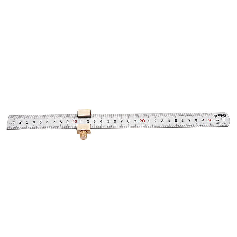 Woodworking Metric and Inch Line Scribe Ruler Positioning Measuring Ruler 300mm Marking T-Ruler Woodworking Tool