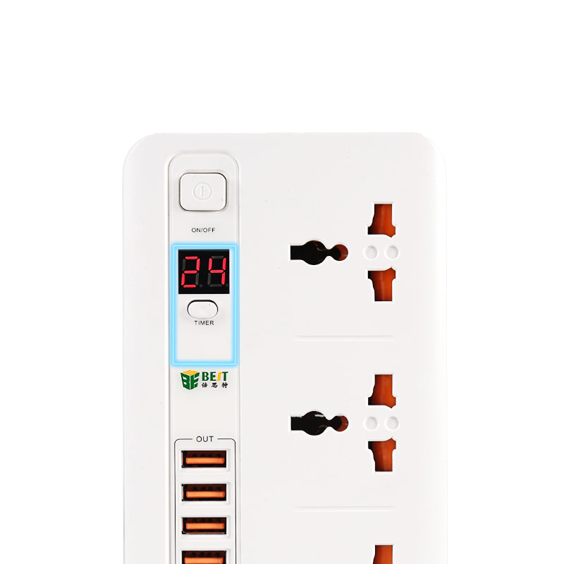 BEST P04 Universal Smart Timer Switch Socket Plug 5 USB Port Charging Power Outlet