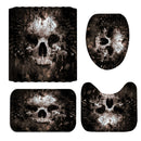 Skull Pattern Polyester Bathroom Shower Curtain Non-slip Toilet Cover Mat Rug Set