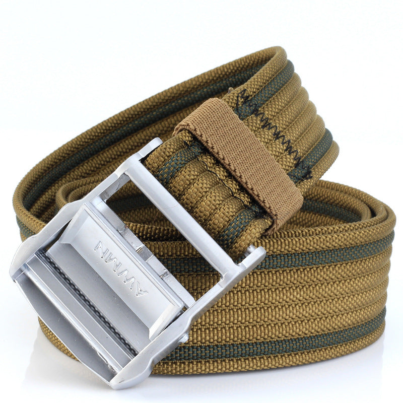 AWMN S02 125cm Silver Buckle Men Women Camouflage Military Tactical Belt Pants Canvas Fabric Belt