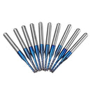 Drillpro 10pcs 1.1-1.5mm Blue NACO Coated PCB Bits Carbide Engraving Milling Cutter For CNC Tool Rotary Burrs