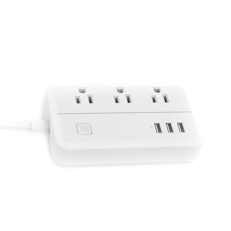 DHEKINGD D222 US Plug Sockets with 3 Outlet 3 USB Sockets Overload Switch Surge ProtectorWith Extension Cable Switch Power Outlet