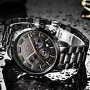 LIGE 9877 Business Style Waterproof Men Wrist Watch Luminous Display Full Steel Quartz Watches