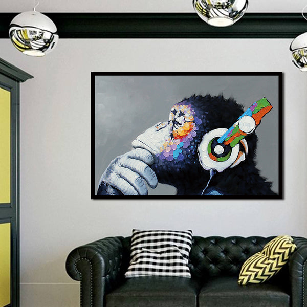 Miico Hand Painted Oil Paintings Colorful Gorilla Paintings Wall Art For Home Decoration