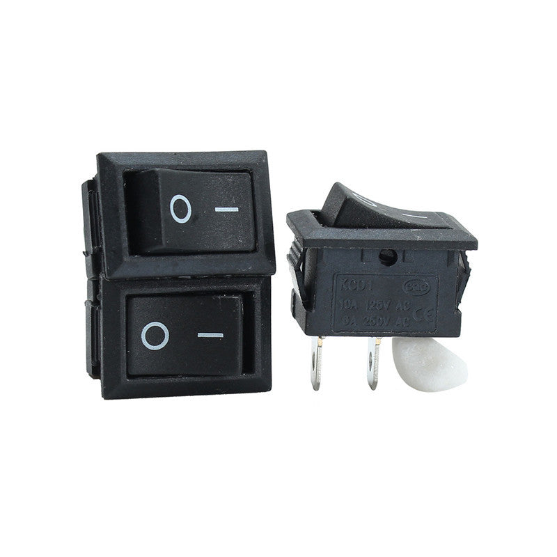 5pcs Black Push Button Mini Switch 6A-10A 110V 250V KCD1-101 2Pin Snap-in On/Off Rocker Switch