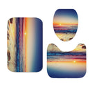 Waterproof Shower Curtain Non-Slip Rug Three Set  Bathroom Decor Blue Ocean Sunset