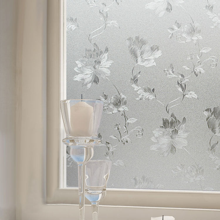 40cmX200cm Modern Flower Pattern Glass Stickers Bathroom Balcony Sliding Door Frosted Glass 3D Stick