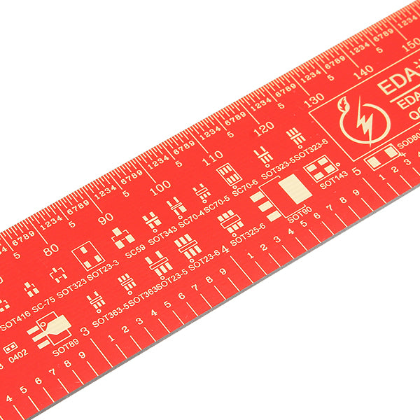 5Pcs 30cm Multifunctional PCB Ruler Measuring Tool Red