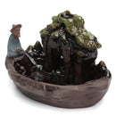Ceramic Backflow Incense Burner Holder Mountain Stream Fragrant Cone Censer Home Furnace Decor