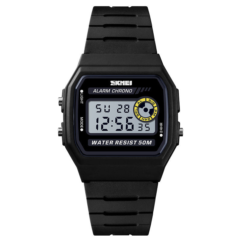 SKMEI 1413 LED Digital Watch Waterproof Chronograph Square Dial Student Watches