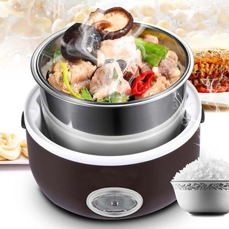 Electric Rice Cooker Stainless Steel 3 Layers Steamer Warmer Heating Lunch Box