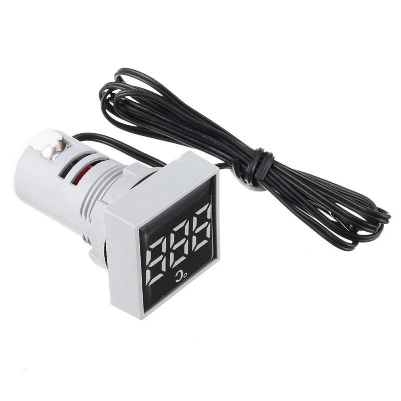 10pcs Mini Crystal Film Square White LED Digital Thermometer Signal Light AC 50-380V 220V Temperature Meter Indicator Range -20-200 with 1m Sensor