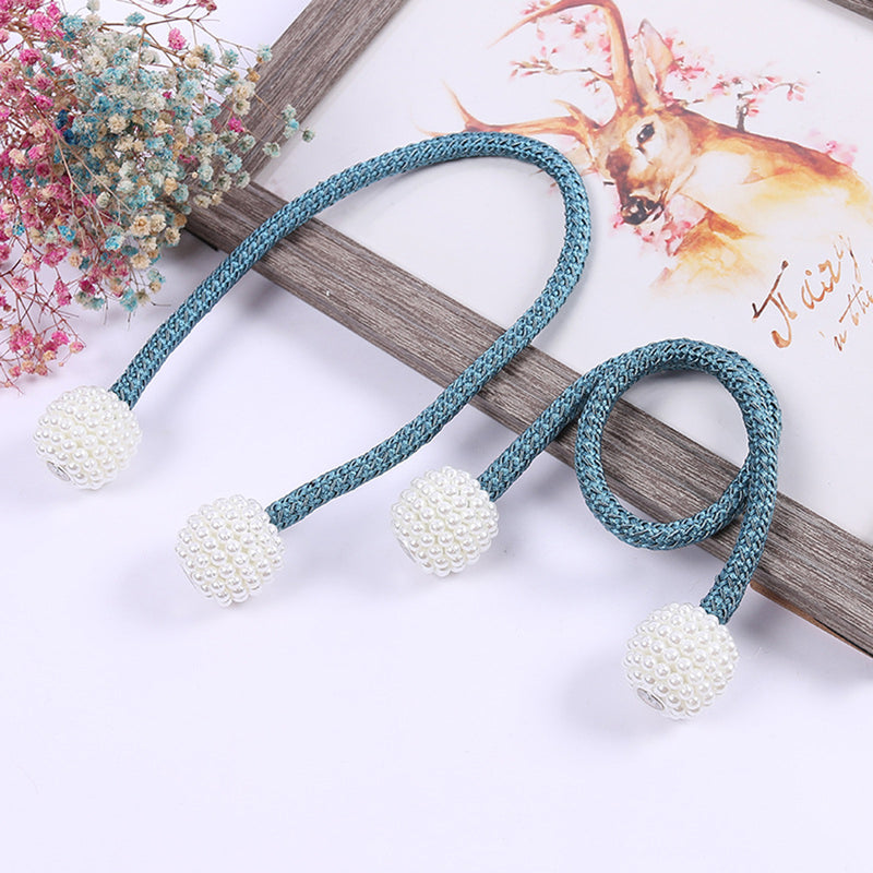 2Pcs Magnetic Pearl Ball Window Curtain Buckle Holder Tieback Tie Backs Clips