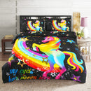 3 PCS Bedding Sets 3D Animal Unicorn Printing Quilt Cover Pillowcase For Queen Size
