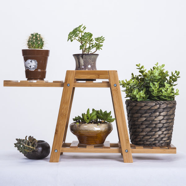 Bamboo Wooden Plant Stand Indoor Outdoor Garden Planter Flower Pot Shelf