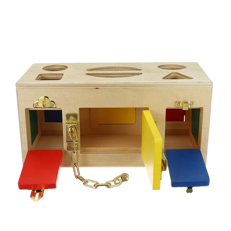 Children Wooden Little Lock Door Latch Box Case Kid's Early Educational Toys