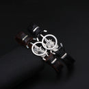Fashion Stainless Steel Eagle Charm Genuine Leather Bracelet Men Jewelry