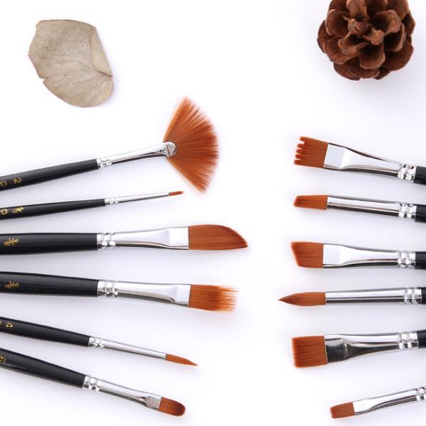 Zhuting ZN 0015A 12 Pcs Short Rod Copper Tube Nylon Writing Brush Supplies