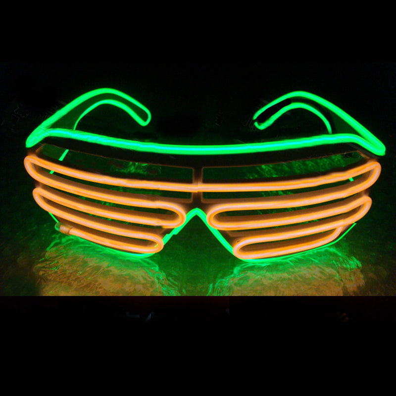 Smart Remote Control EL Glasses EL Wire Fashion Neon LED Light Up Shutter Shaped Glasses Rave DJ Bright Costume Party