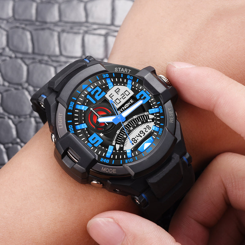 SYNOKE 9601 Men Fashion Luminous Dual Display Watch Waterproof Outdoor Sport Digital Watch