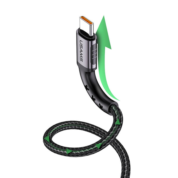 USAMS US-SJ289 U24 5A Nylon Braid Type-C Fast Charging Data Cable for Samsung Xiaomi Huawei
