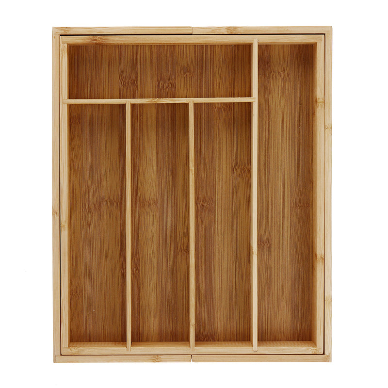 Bamboo Expandable Wooden Cutlery Tray Holder Tidy Retractable Drawer Organizer Kitchen Storage Container