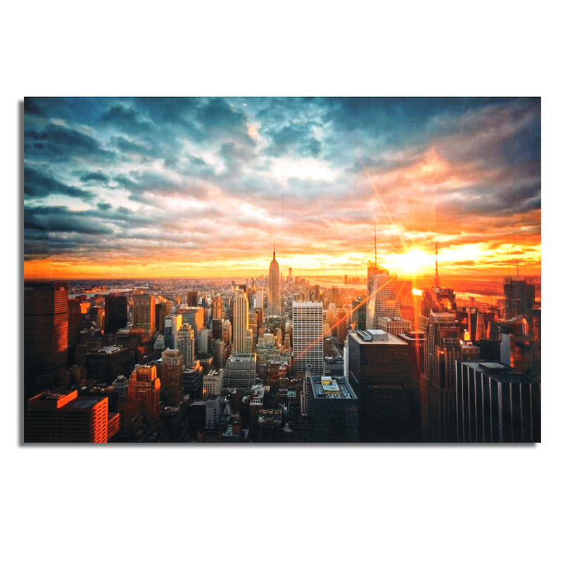 New York City Night Silk Cloth Poster Painting Modern Wall Paper Art Oil Picture Living Room Home Decor