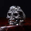 Retro Domineering Finger  Faucet Hand Dragon Pattern Double Dragon Skull Ring