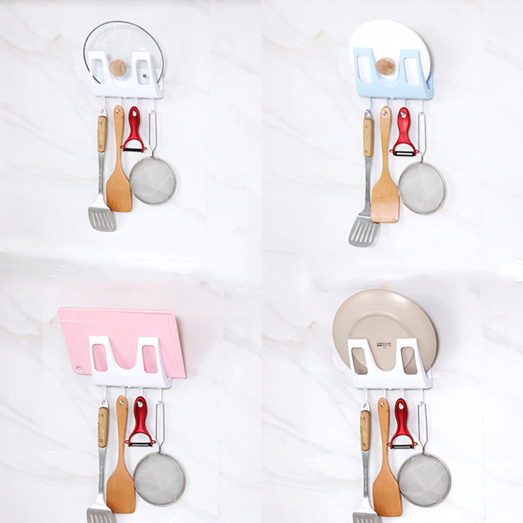 Wall-mounted Pot Cover Rack Household Punch Free Seamless Plastic Rack Kitchen Storage Rack Baskets