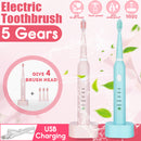 5 Gears Electric Toothbrush Sonic Power Waterproof USB Fast Charging Oral Care
