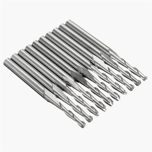10pcs 3.175mm Shank Ball End Milling Cutter 3.175x2x12mm Mills Drill Bits