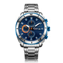 MEGIR 2075 Business Style Chronograph Luminous Date Display Bracelet Clasp Steel Men Quartz Watch