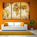 Miico Hand Painted Three Combination Decorative Paintings World Map Wall Art For Home Decoration
