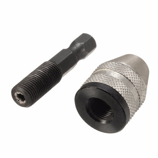 1/4 Inch Hex Shank Keyless Drill Chuck Quick Change Adapter Converter 0.3-3mm
