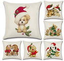 Merry Christmas Lovely Cats Dogs Cushion Covers Pillow Case Seat Sofa Pillow Cover